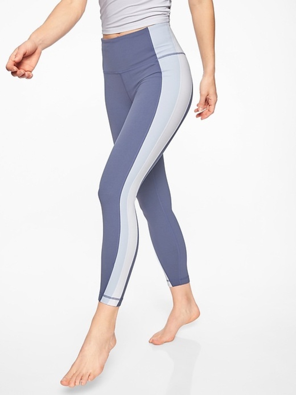 Athleta Colorblock Asym Powervita 7/8 Leggings - Stormy Sky, S